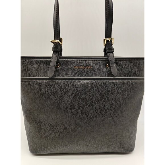 MICHAEL KORS Winston pebbled leather zip top women's large tote bag - BLACK - Picture 3 of 11